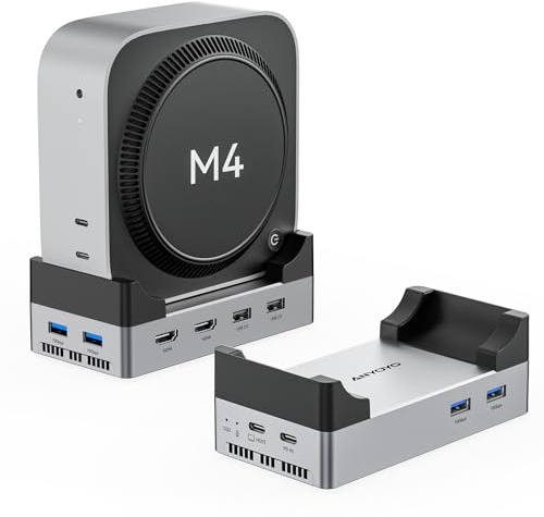 ANYOYO Mac Mini M4 Docking Station con 40Gbps NVMe/M.2 SSD - Compatible con Thunderbolt 4, Mac mini M4/M4 Pro y MacBook, 2 x HDMI 4K @ 60Hz, 4 x USB 3.1 (10Gbps), 2 x USB 2.0