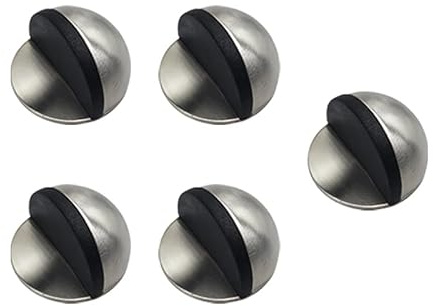 5 Piezas Tope Puertas Suelo, Door Stopper, Tope de Puerta Adhesivo de Acero Inoxidable y Goma para Suelo, Instalación Sin Taladro, Protección Eficiente para Paredes y Muebles, Hogares, Oficinas y Más
