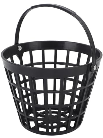 Svart golfbollskorg Nylon Plast golfbollsbehållare Golfbollshållare Innehåller med handtag Stadiontillbehör (Rymmer upp till 25 st)