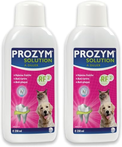 Prozym - Solution Dentaire à diluer pour Chiens et Chats - N°1 chez Les vétérinaires - Haleine fraîche - Anti-tartre - Anti-Plaque - Gencives saines (Lot de 2)