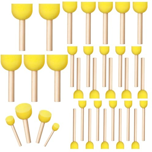 JJUNW Schwammstupf Pinsel Set, 30 Stück Runde Schwammpinsel