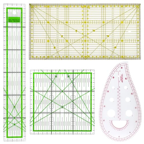 4 PCS Quilting Rulers, Sewing Ruler, Sewing Rulers and Guides for Quilting, Tailoring, DIY