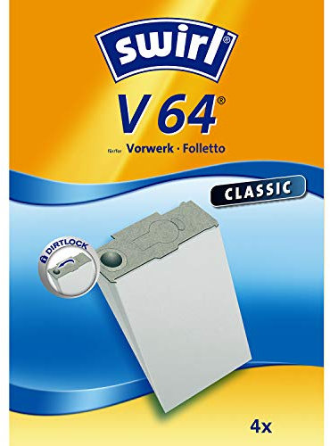 Swirl V 64 Spezialpapier Staubsaugerbeutel für Vorwerk und Volletto Staubsauger, Classic, 4 Stück