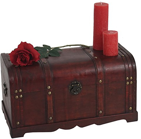 Mendler Baule forziere Valencia decorativo legno bordi arrotondati 29x57x30cm versione L