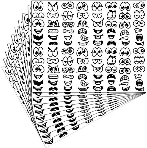 Outus 960 Pièces Autocollants d'halloween Autocollants de Yeux Bouche de Dessin Animé pour Art Artisanat DIY Scrapbook (Noir)