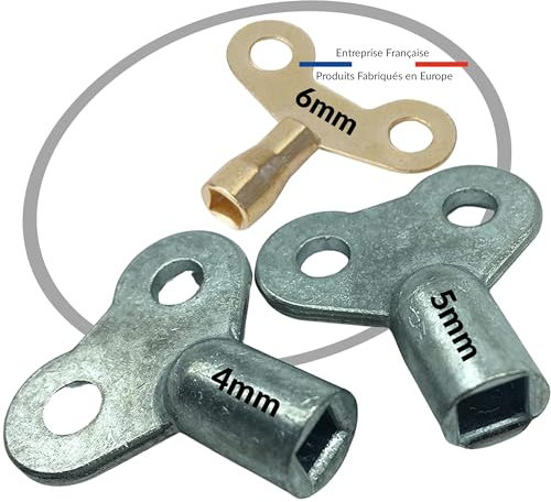 BYMEO, Trois Cle Carre De 4/5 et 6 mm Purge Radiateurs De Chauffage/Vrai Matériel De Qualité Professionnel Pour Purgeur Et Vidange Kit Idéal Extra Compact Passe Partout!