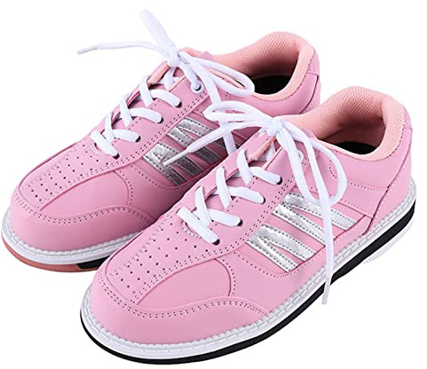 Scarpe da Bowling da Donna Athletic Leggere Buffer Leather Lace-Up Indoor Fashion,Rosa,36 EU