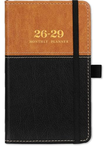 2026-2029 Pocket Calendar/Planner - 3 Year Monthly Pocket Calendar 2026-2029, from July 2026 to June 2029, 6.4 x 3.8, with Elastic Closure, Water Proof Leather