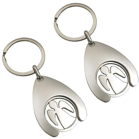 RGZD 2er Set Schlüsselanhänger Schutzengel mit herausnehmbarem Einkaufswagenchip für den praktischen Einkaufswagenlöser