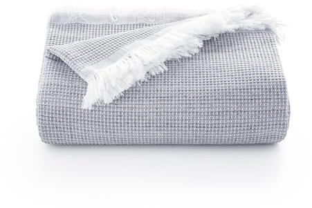 GAMUSI Colcha Multiusos Cama 135/150 cm y Sofa. Plaid Foulard cubrecama Funda Sofa 3 plazas Suave y Transpirable algodón Nido de Abeja - 230x280 cm, Gris
