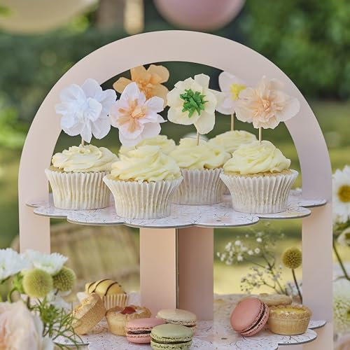 Ginger Ray Cupcake-Topper aus Krepppapier, verschiedene Blumen, 12 Stück