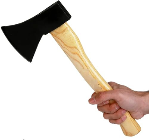 CABLEPELADO Hacha Pequeña de 600 g con Mango de Madera, Hacha Vizcaína, Hacha de Tala Universal, Mini Hacha, Hacha pequeña, Cabeza de Acero al Carbono, Longitud 36 cm, Peso 600 Gramos
