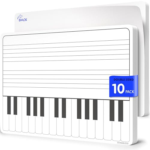 SCRIBBLEDO Tangentbord övning torr radering ark 28 cm x 35 cm musikpersonal whiteboard ark musiknyckel inlärning musik lärare klassrum tillbehör måste ha paket med 10