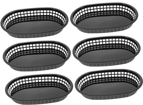 OFFSCH 6piezas Cesta De Plástico para Bandeja Ovalada De Servicio Organizador para Pan y Papas Fritas Bandeja para Frutas y Bocadillos para Picnic y Eventos