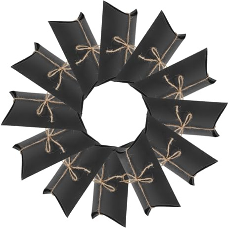 SOLUSTRE 50 Pezzi Scatole a Cuscino in Carta Kraft Resistente Con Corda Decorativa, Piccole Scatole Per Dolcetti, Bomboniere Di Nozze e Laurea Per Feste e Confezioni Regalo