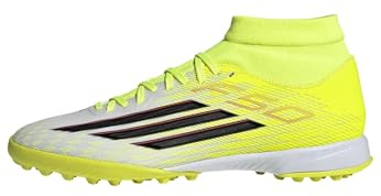adidas Unisex F50 League Mid Turf Sneaker, Team Solar Yellow/Black/Lucid Red, 9 US Men
