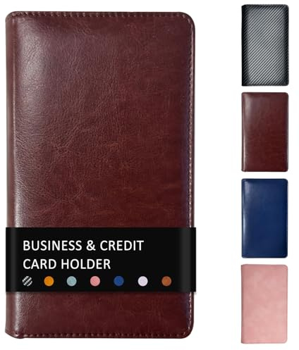 DONBAO Leather Professional Business Card Holder Book Organizer, 240 Capacity Credit Card Booklet, Premium PU Name Cards Storage Folder with Soft Cover for Men/Women (Brown)