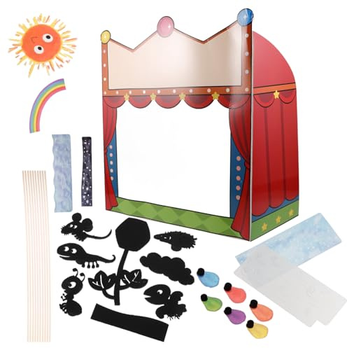 Hohopeti DIY Shadow Puppet Kit with Accessories for Educational Puppet Theater Set for Storytelling and Science Experiments Creative Shadow Stage Teaching Aid for Boys and Craft Projects