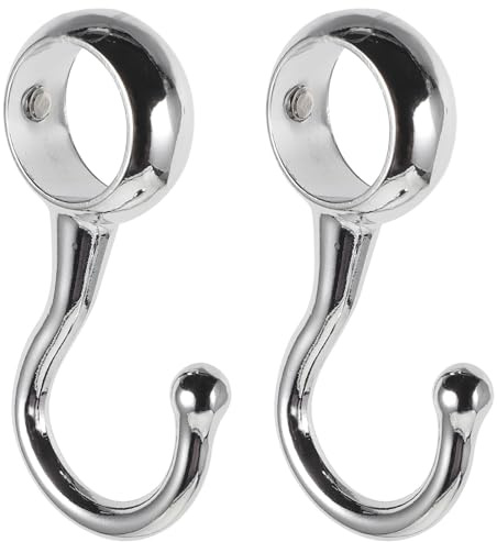 FUNOMOCYA Ganci per Aste per Tende Antivento in Metallo Zincato Ganci di Posizionamento Rotondi per Asta Porta Abiti Set da 2 Pezzi per Supporto senza Foratura per Asciugatura e Tende