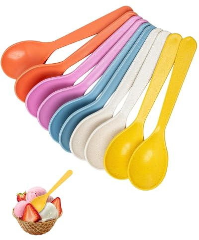 Yotlein 10 Pezzi Cucchiai per Uova in Plastica 14 cm, Riutilizzabile, Resistente al Calore e Durevole, per Confetti Dessert e da Gelato