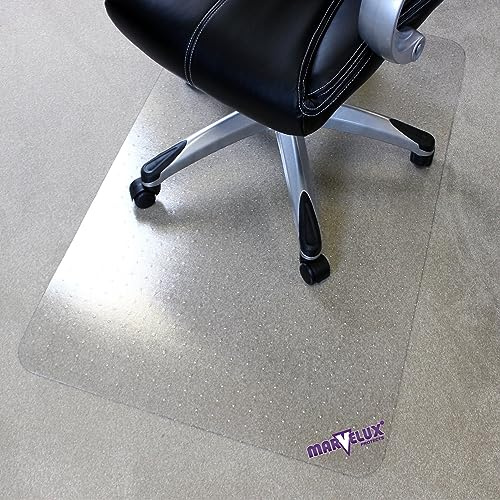 Marvelux Thick Polycarbonate Chair Mat for Deep Pile Carpets, 90 x 120cm | Heavy Duty Clear Rigid Rectangular Plush Pile Carpeted Floor Protector Mat with Gripper Back, for Home, Office & Gaming Desks