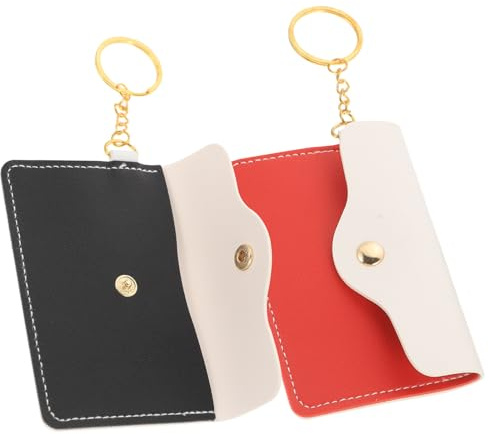 ibasenice Lot de 2pcs Porte-clés Porte-Monnaie en Cuir PU avec Anneau Métallique, Pochette pour Cartes Bancaires Facile à Entretenir Usage Quotidien