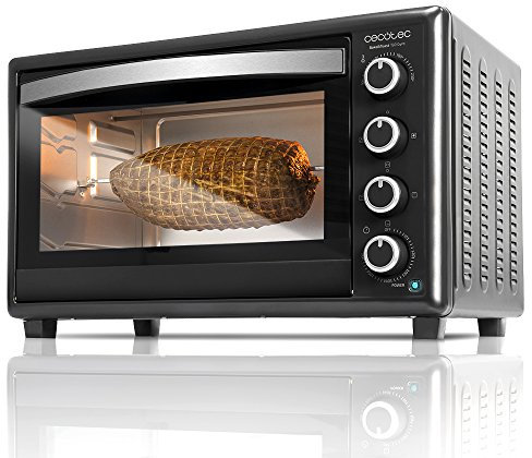 Cecotec Tisch- Umluftofen Bake&Toast Gyro - Kapazität von 46 Liter, 2000 W, 12 Modi, Temperatur bis 230ºC und Timer bis 60 Minuten, Inklusive Zangen Zubehör. (Schwarz, 750)