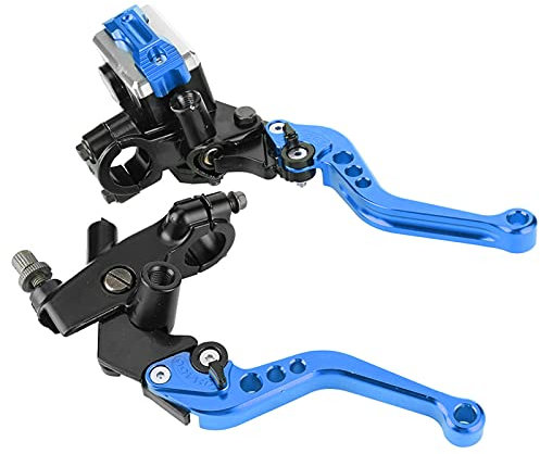Qiilu Manetas Regulables Moto, 1 par 7/8 (22 mm) Palancas de depósito del cilindro maestro del embrague del freno de la motocicleta universal(Azul)
