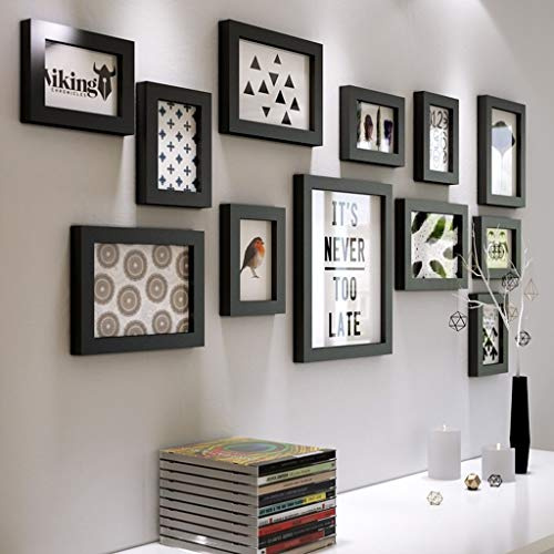 12 Conjunto de marcos de fotos múltiples Bricolaje de madera Cuadro de fotos de fotos de bricolaje Pared de pared grande moderna Marco de fotos de pared Pintura decorativa, Minimalista nórdica Decorac