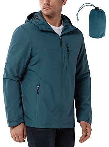 33,000ft Regenjacke Herren Wasserdicht Outdoorjacke Leichte Freizeitjacke Packbare Windjacke Fahrrad Regenmantel mit Kapuze China Blau L