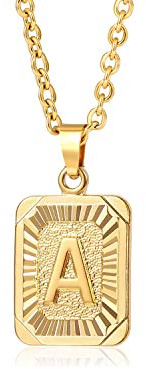Glimmerst Initial Pendant Necklace Stainless Steel Letter A Necklace Personalizd Name Necklace for Women