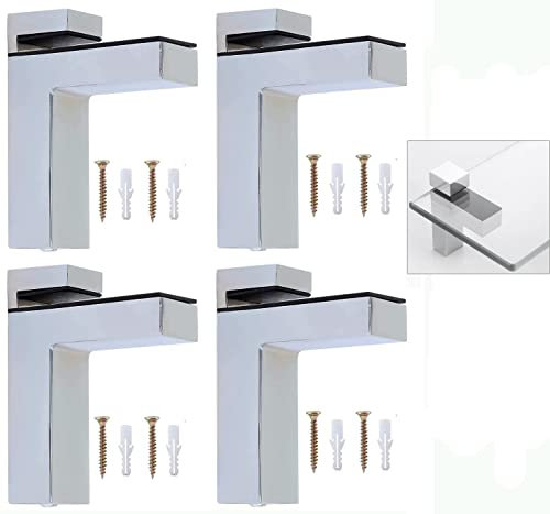 Litensh 4 Stück Einstellbare Regalbodenträger Regalträger Regalhalter Regalhalterung Badezimmer Regal Halterung Glasregal Halterung Halter Glashalter Wandhalterung für 3-36mm Dicke Regal