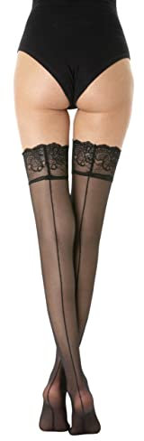 Gi&Gi. Stay-ups bakre söm 20 Den,Hold Ups sidenslät strumpor, S-XL,fisknät stanna upp strumpor Transparent bandlös,kvinnor sensuella strumpbyxor, Stödlösa Sexiga strumpor,Håll upp Strumpor svart,spets mikrofiber 1-pack ogenomskinliga damer, Höga lårstrumpor Sheer Hold Ups av looksy High Boot Över Knä Sexig Lår med Spets Strumpor för Kvinna Cosplay Made in Italy,N.1625(L)