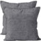 Encasa XO Chenille Kissenbezüge Set von 2 | Grey - (24x24) (60x60 cm) | Dekorative Akzent Quadratische Wurfkissenbezüge Für Couch, Heimdekoration, Sofa