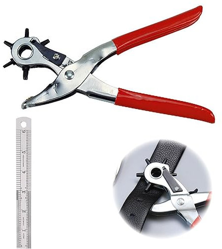 Perforadora Cuero, Sacabocados, Alicates Perforadores, Alicates Sacabocado Agujero, Belt Hole Puncher, Alicates Sacabocados, Sacabocados Para Cuero, Con 6 Punzones Agujeros