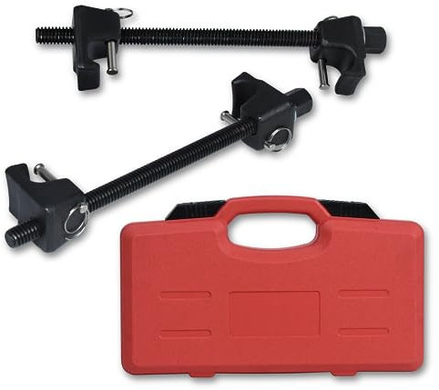 SUBTLETY 2tlg Federspanner KFZ aus Stahl 300mm Feder Spanner Set Profi Stoßdämpfer Werkzeug mit Aufbewahrungsbox und Sicherheitsnadel Montagespanner Tuning Tieferlegungsspanner Federsatz (Typ B)