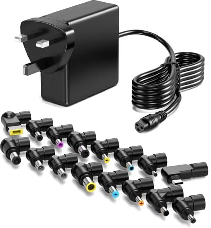 Basicvolt 90W Universal Laptop Charger UK for Toshiba HP Dell Lenovo Asus Acer Samsung Sony Gateway Notebook Ultrabook Chromebook AC Power Adapter with 16 Tips, Portable