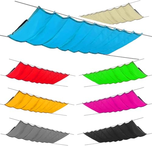 Solsegel, infällbart solsegel, pergola, markis, vattentätt solskydd för trädgården, justerbart, 100 % skydd mot UV-strålning, 150 x 300 cm (B x L), blått