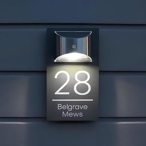 Personalized Solar House Numbers for Outside, Custom LED House Numbers for Outside Light Up, Modern Solar House Number Sign for Garden Yard Home