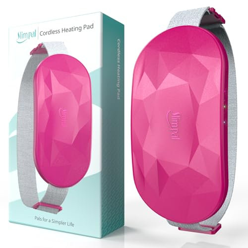 Slimpal Wärmegürtel Periode, Wiederaufladbare Kabellos Wärme Gürtel für Zeitraum Schmerzlinderung, Tragbares Elektrisches USB Menstruations Heizkissen Geschenke für Frauen und Mädchen, Rosa