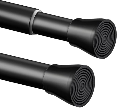 1 asta telescopica per doccia, in acciaio inox, montaggio senza bisogno di fori, regolabile, per tenda da doccia, armadio, bagno, balcone (69-90 cm, nero)