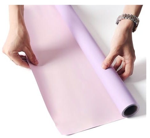 LIUCH 10 Meters Korean Waterproof Flower Wrapping Paper Two-toned Florist Bouquet Decoration Paper Roll(Lilac-Light pink)
