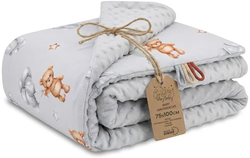 Totsy Baby Couverture Bebe Naissance d'hiver en Tissu Peluche 75x100 cm - Cosy Plaid Enfant de Landau et Lits bébé pour emmaillotage ou couvertures d'emmaillotage pour garçons et Filles Coton