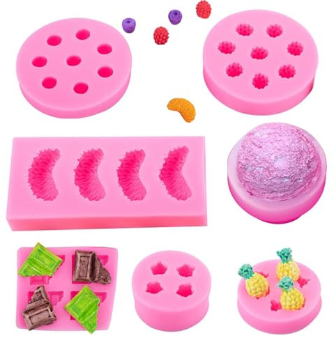 Molde de Silicona de Vela de Fruta, Moldes de Gelatina en Forma de Fruta, 7 Moldes para Hacer Velas, Molde de Silicona de Jabón, para Fondant para Velas de Cera Caseras, Jabones