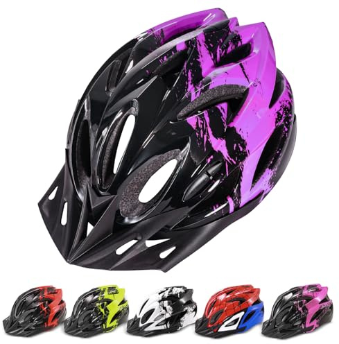 Casco da bici per bambini da 8 a 15 anni, regolabile, leggero, con 18 prese d'aria, certificato di sicurezza multi-sport, per bicicletta, scooter, skateboard, 54-58 cm, M, viola