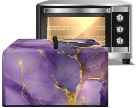 Xoenoiee Copertura antipolvere viola con stampa marmorizzata per microonde, tostapane e forno, con manico, per piccoli elettrodomestici da cucina, copertura per friggitrice ad aria, grande