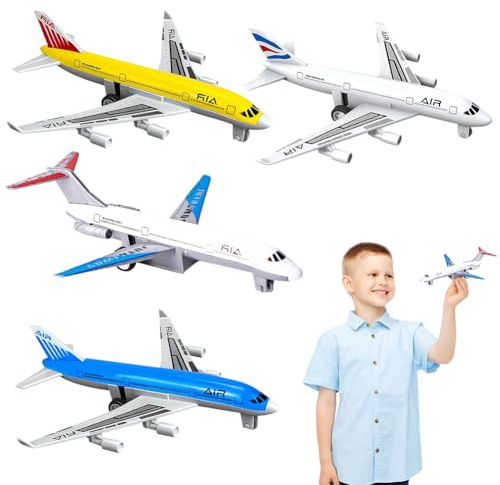 NimblusToy Aereo Giocattolo, 4pcs Aeroplano Giocattolo, Aereo Set Modello, Modellini Aerei, Miniatura Deco Aeroplano Giocattolo Bambini Ragazzo Natale Compleanno Regalo -A