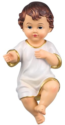 Toyvian Figurine Résine Garçon et Filles Jésus 6Cm Mini Bébé Jésus Statue Ornement Crèche Noël Décoration Religieuse pour Maison Bureau Présent Chrétienne