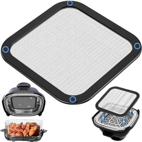 Magnetico Paraspruzzi per Ninja CRISPI Friggitrice ad Aria, FN101GY | Paraspruzzi in Acciaio inox, Griglia Antischizzi a Maglia Fine, Filtro in Acciaio Inossidabile con Bordo in Silicone