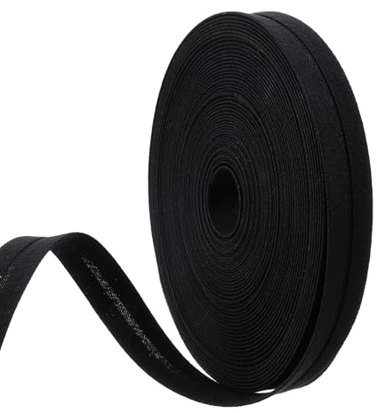 Nogeqi 1/2 Inch Bias Tape for Sewing, 22 Yards Double Fold Bias Tape,Binding Tapes,Black Hemming Tapes for DIY Garment Sewing, Seaming, Piping, Quilting (Thickened)